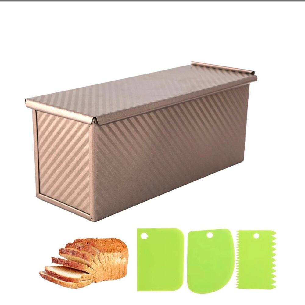 Premium Non-Stick Loaf Pan with Green Scrapers